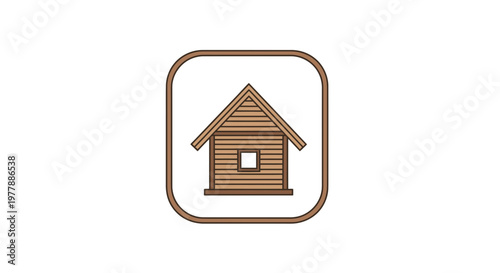 Wooden Cabin Icon, Simple House Symbol, Rustic Architecture, Nature Retreat, Eco-friendly Design