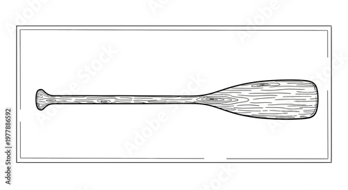 Wooden Oar Drawing - Vintage Style Paddle for Rowing Boat or Canoe