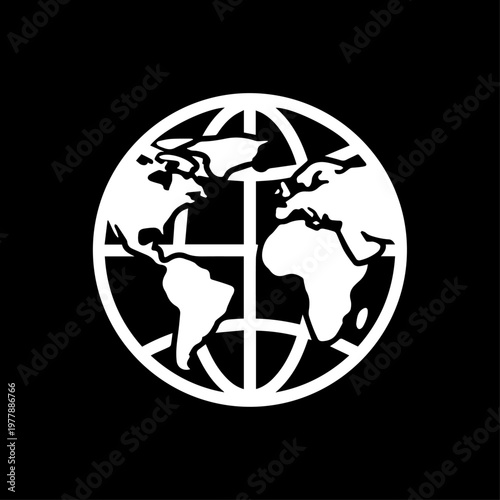 Modern minimalist graphic design of the planet Earth global icon