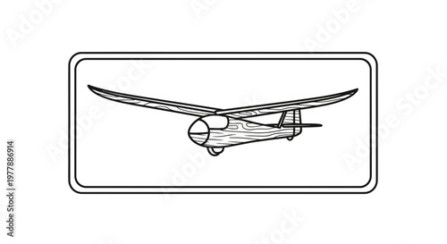 Vintage Glider Aircraft Silhouette Icon, Retro Aviation and Flight Symbol