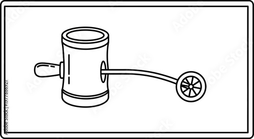 Vintage Hand-Crank Ice Cream Maker with Wooden Handle and Metal Crank
