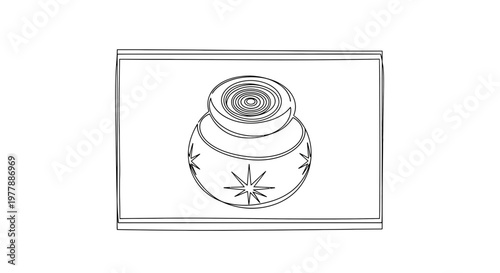 Vintage Inkwell with Starburst Design - Antique Writing Tool Illustration