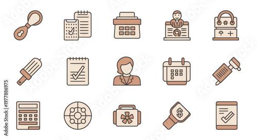 Business Icons Set: Planning, Finance, Healthcare, Office, and Management Tools