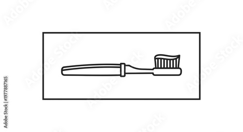 Toothbrush with toothpaste icon, dental hygiene symbol, clean teeth, oral care, vector illustration