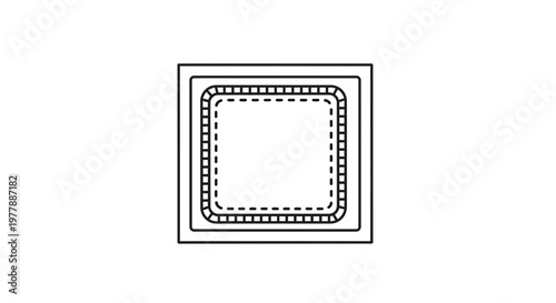 Top View of a Square CPU Microchip, Computer Processor, Technology Component