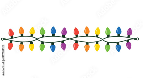 A colorful string of christmas lights arranged in a horizontal line