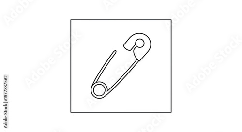 Simple Line Drawing of a Safety Pin on White Background