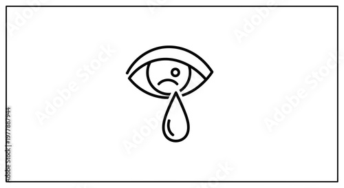 Sad Eye Crying Tear Drop Icon Vector Illustration