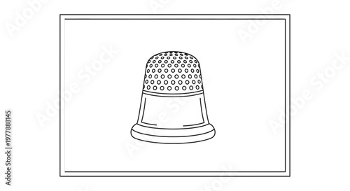 Sewing Thimble Outline Icon - Vintage Metal Finger Protector for Sewing and Crafting