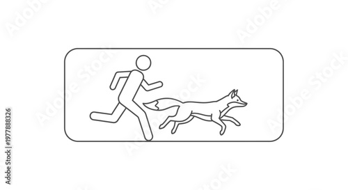 Man Running Away From Fox, Danger, Chase, Escape, Wild Animal Pursuit