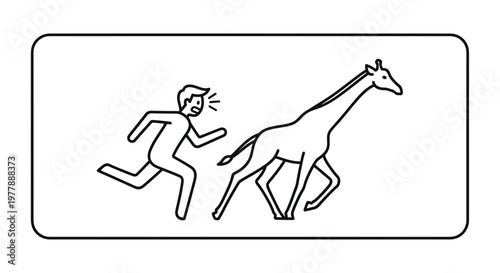 Man Running Away Scared From A Charging Giraffe