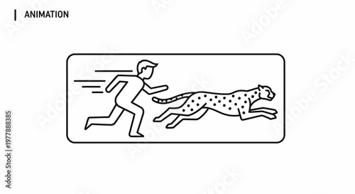 Man Running Chased by Cheetah Animation Style