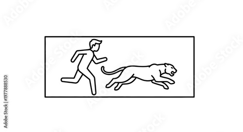 Man Running From Panther, Danger, Chase, Wild Animal Attack, Fear, Escape, Survival