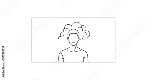 Man with cloud over head, symbolizing confusion, thought, or mental state.