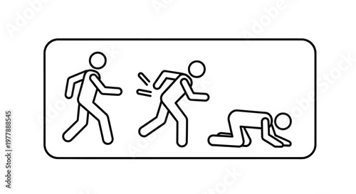 Man tripping and falling down, another man running away, abstract concept