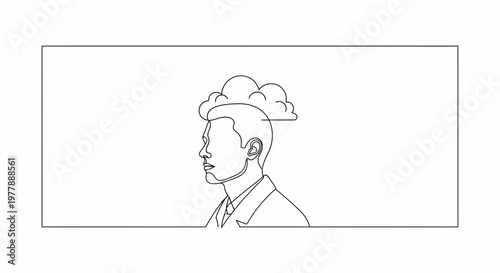 Man with Cloud Over Head, Abstract Concept of Thought, Idea, or Mental State