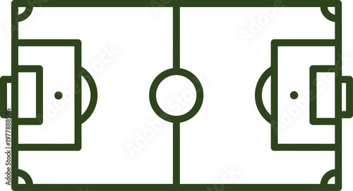 Simple top down view of a soccer field with goals and center circle