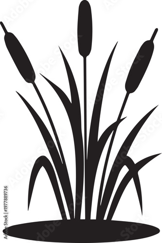Swamp Reed Plant Silhouette Vector