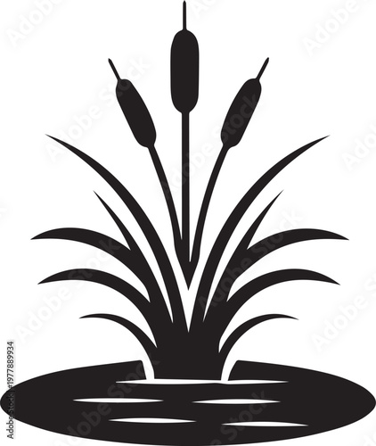 Swamp Reed Plant Silhouette Vector