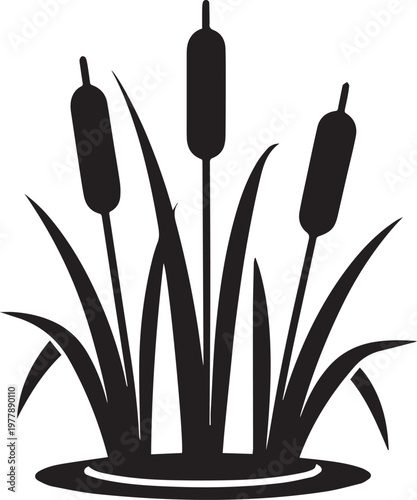 Swamp Reed Plant Silhouette Vector