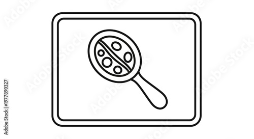 Magnifying Glass Inspecting Small Round Objects on White Background