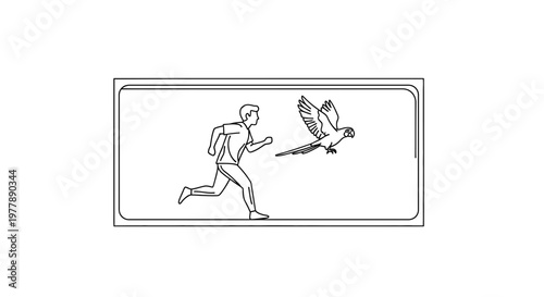 Man Chased by Parrot