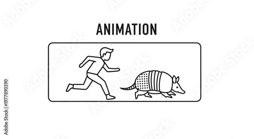 Man Chasing Armadillo Animation Concept