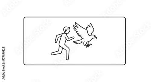 Man Running Away from Aggressive Bird of Prey