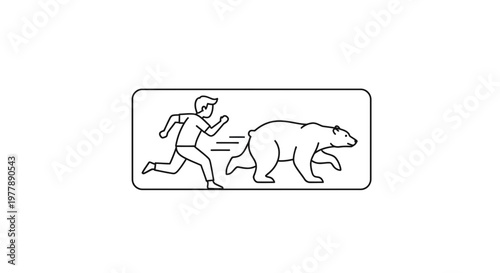 Man Running Away From Bear, Danger, Threat, Escape, Wildlife Encounter