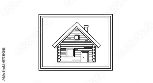 Log Cabin Outline Icon, Rustic House Vector Illustration, Simple Building Design