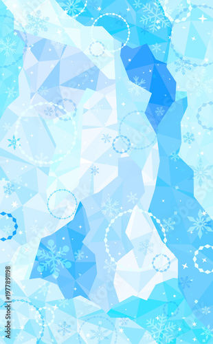 ポップなひんやり氷背景_縦