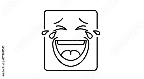 Laughing Face Emoji Icon, Tears of Joy, Extreme Happiness, Vector Illustration