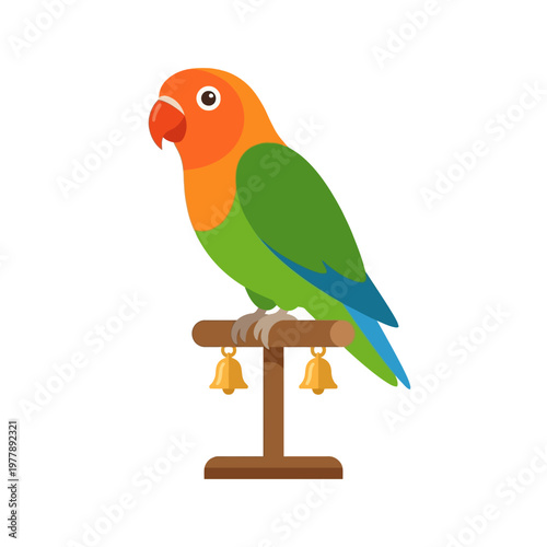 Vibrant Lovebird Parrot on Stand