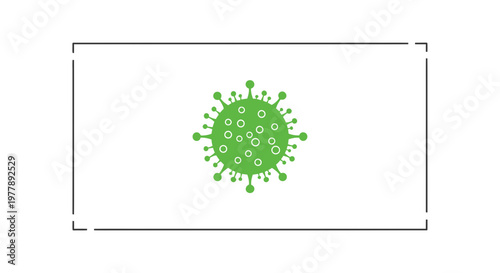 Green Coronavirus Icon on White Background - Microbe, Virus, Bacteria, Disease, Pandemic Concept