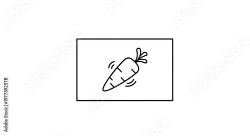 Hand Drawn Line Art Carrot Icon with Wavy Lines - Healthy Food Concept