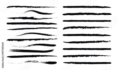 Brush stroke grunge ink line vector abstract set. Trendy brush stroke for black ink paint,grunge backdrop, dirt banner,watercolor design. Set of different grunge brush strokes. brush collection isolat