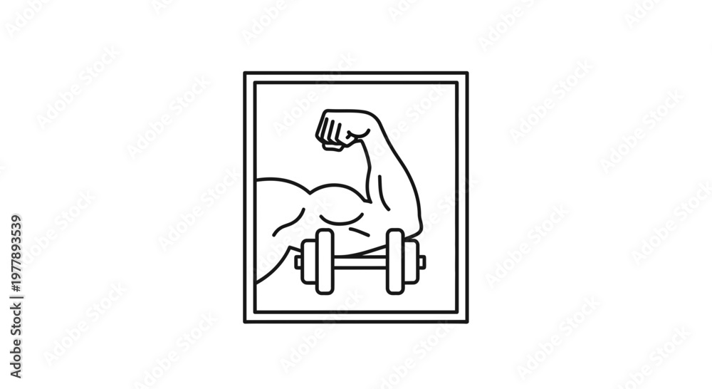 Fototapeta premium Bicep Flexing with Dumbbell Icon - Fitness and Strength Symbol
