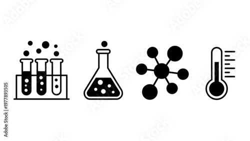 Four icons representing laboratory and scientific concepts Vector