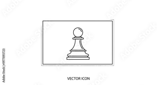 Black and White Pawn Chess Piece Icon on White Background