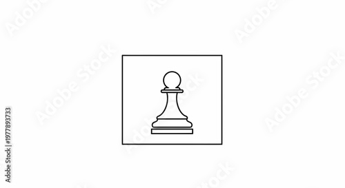Black and White Pawn Chess Piece Icon in Square Frame