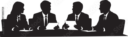 Silhouette of businesspeople in a meeting discussion