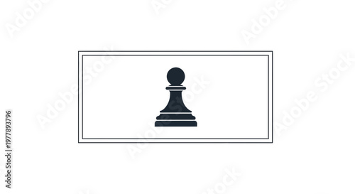 Black Pawn Chess Piece Silhouette on White Background