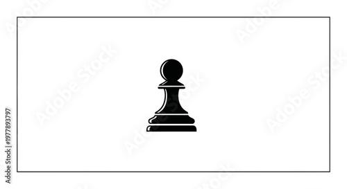 Black Chess Pawn Silhouette on White Background - Strategic Game Piece Icon