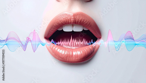 Sound of Expression: Close-up of open lips, emitting sound waves, symbolizing the power of voice and communication.