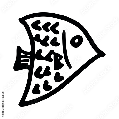 Hand drawn happy funny cute fish Adorable friendly kawaii tropical fish Underwater world sea life ocean Fishing seafood For design, kids print, kids books, nursery decor, coloring pages, logo