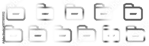 Folder Minus Halftone Icon Collection – Folder Minus Dotted Circles Halftones Geometric Dots Gradient – Dot Spray Gradient Vector Set – Folder Minus Illustration Halftone Gradient