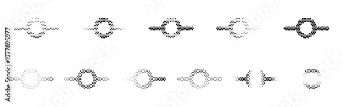 Git Commit Halftone Icon Collection – Git Commit Dotted Circles Halftones Geometric Dots Gradient – Dot Spray Gradient Vector Set – Git Commit Illustration Halftone Gradient