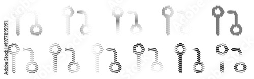 Git Pull Request Halftone Icon Collection – Git Pull Request Dotted Circles Halftones Geometric Dots Gradient – Dot Spray Gradient Vector Set for Modern Graphic Design