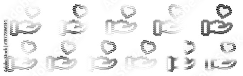 Heart Hand Halftone Icon Collection – Heart Hand Dotted Circles Halftones Geometric Dots Gradient – Dot Spray Gradient Vector Set – Heart Hand Illustration Halftone Gradient