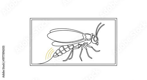 Wasp with stinger extended, illustration, insect, nature, danger, pest control concept